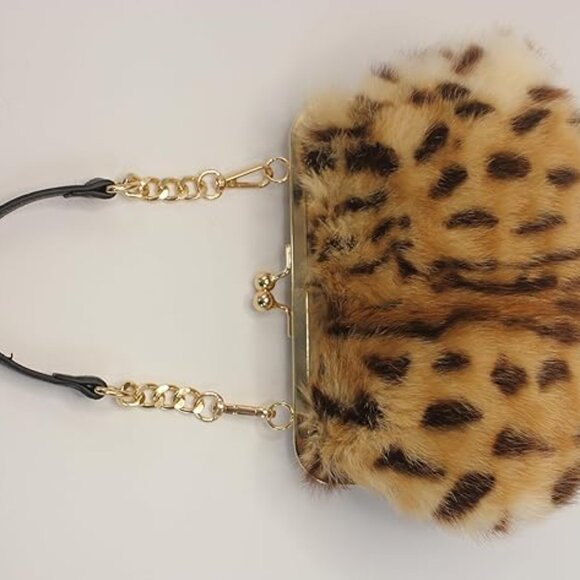 Neiman Marcus Elegant Light Coffee Leopard Print Handbag - Picture 4 of 7